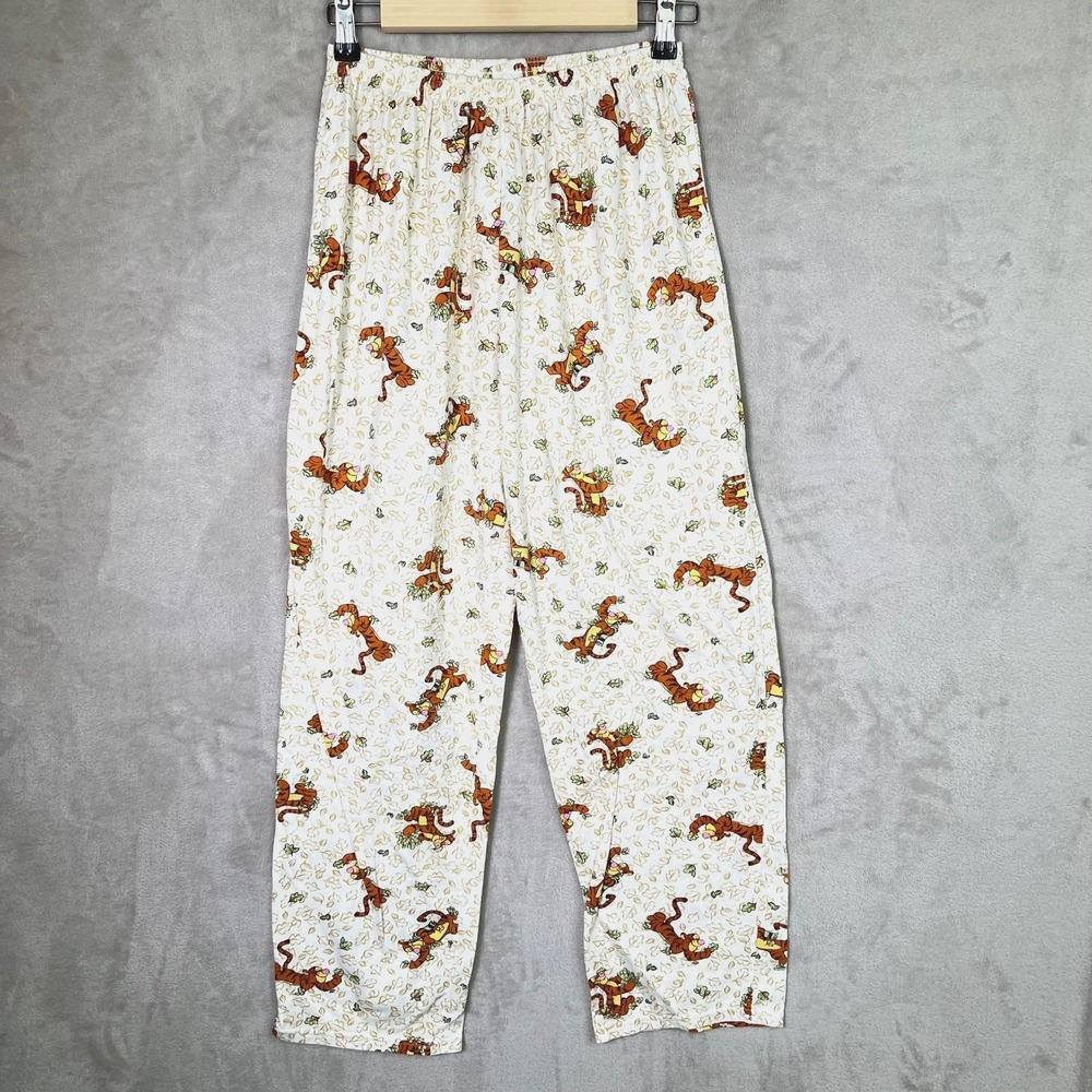 Disney Pajama Pants Medium Winnie the Pooh Tigger Leaves Allover Sleep‎